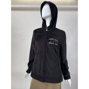 Charles River Womens Black Hooded Fleece Jacket Sz L